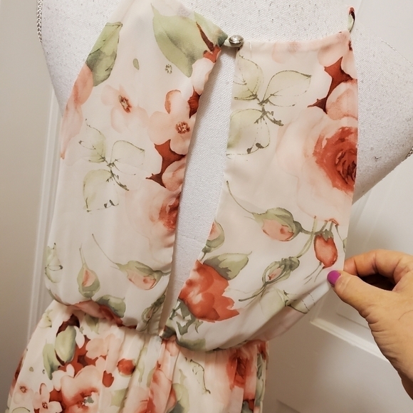 Windsor Floral Print fully lined Halter mini dress size Medium - Picture 5 of 10